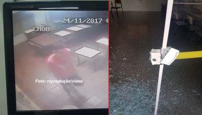 Ladrão atrapalhado mostra o rosto ao furtar entidade