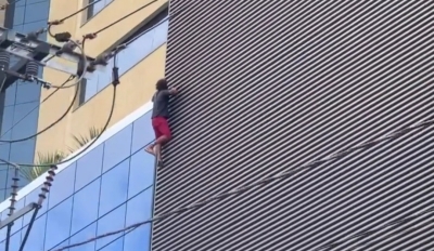Homem é flagrado escalando o prédio mais alto de Goiânia 