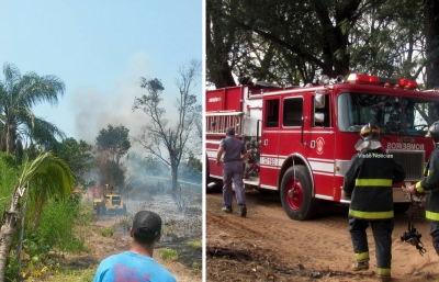 Incêndio em mato coloca residências em risco