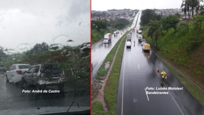 Chuva forte provoca dois engavetamentos na rodovia do Contorno