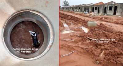 Bombeiros resgatam cãozinho que caiu em tubulação de água
