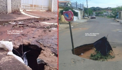 Internautas mostram crateras abertas pelas ruas da cidade