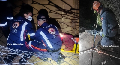 Bombeiros salvam casal que caiu em precipício em Marília