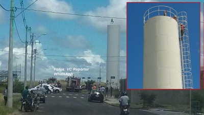Rapaz sobe em caixa d´água para chamar atenção de namorada e mobiliza Bombeiros e PM
