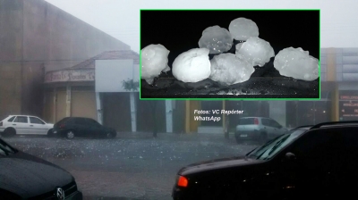 Granizo atinge região. Em Marília chuva causa estragos