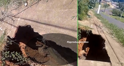 Rede de esgoto rompe na zona sul de Marília e moradores protestam