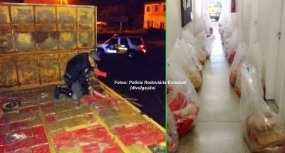 Polícia Rodoviária Estadual apreende quase 1 tonelada de maconha em carreta, na região