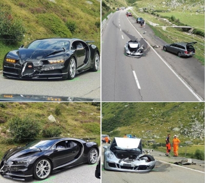 Acidente de R$ 22 milhões tem Bugatti, Porsche, Mercedes e motorhome