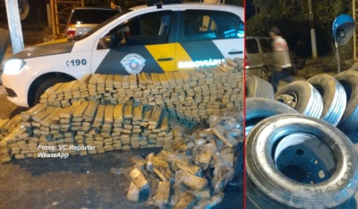 Carreta que passaria por Marília é apreedida com mais de 660 quilos de maconha escondidos em pneus