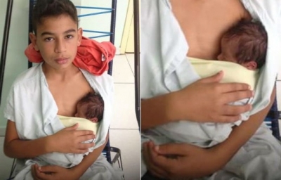 Mãe morre durante o parto, e filho mais velho faz técnica do canguru no irmão recém-nascido
