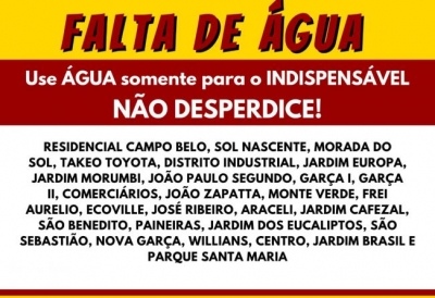 Grande consumo e falta de chuvas provocam falta d`água na região