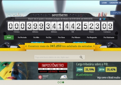Impostômetro atinge R$ 400 bilhões hoje à noite