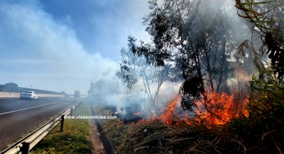 Fogo em mato aumenta risco de acidentes e causa transtornos em Marília 