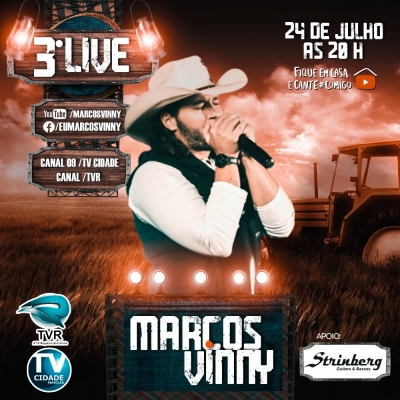 3ª Live Solidária do Cantor Marcos Vinny será na sexta-feira
