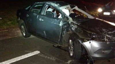 Família fica ferida após capotamento em rodovia