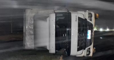 Força do vento de 150 km/h faz caminhão tombar na Serra do Rio do Rastro