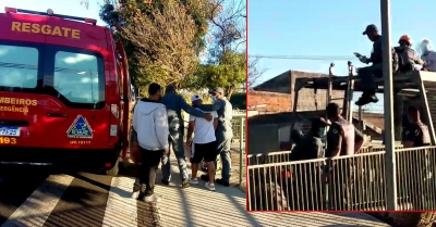 Bombeiros salvam rapaz que tentava se jogar de passarela em Marília