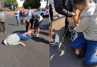 Homem é rendido e amarrado com barbante após tentar furtar moto