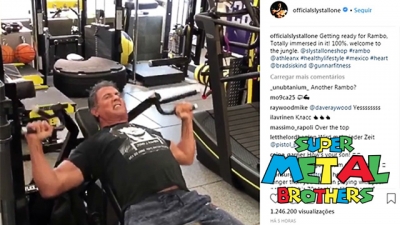 Ao som de "Welcome to the Jungle", Stallone treina para viver novo Rambo