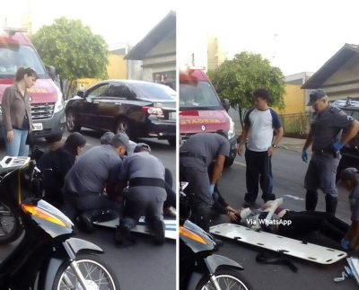 Colisão entre carro e moto fere mulher na zona leste