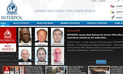 Interpol emite alerta vermelho contra ex-dirigentes da Fifa