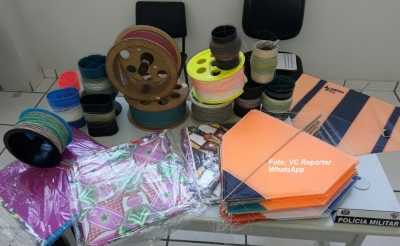 Polícia Militar faz operação em Marília e apreende pipas com cerol e linha chilena