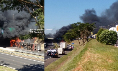 Internauta mariliense registra incêndio em carreta