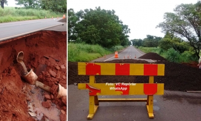 Chuva volta à região e interdita rodovia