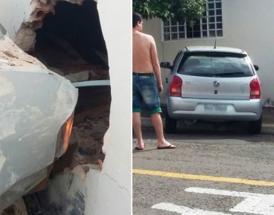Carro desgovernado invade muro de residência