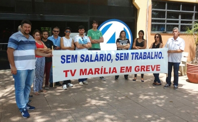 Funcionários da TV Marília fazem greve por salários atrasados. Proposta da emissora é recusada