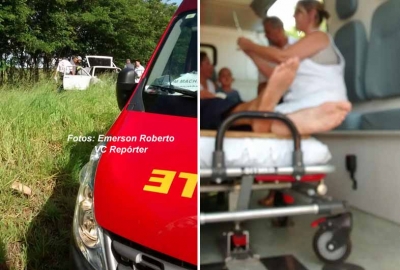 Capotamento em vicinal fere duas pessoas