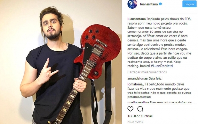Luan Santana diz que vai se dedicar ao heavy metal