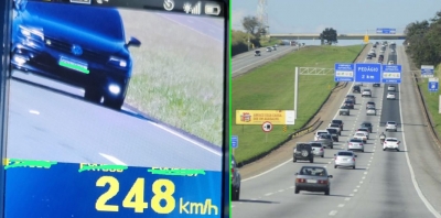 Motorista é flagrado dirigindo a quase 250 km/h em rodovia da região