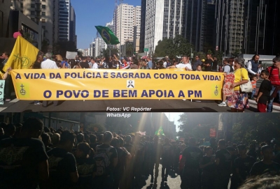 Manifestantes protestam contra mortes de PMs 