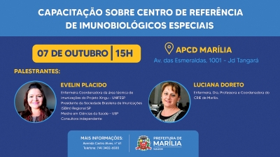 Marília terá curso de capacitação sobre centro de referência de imunobiológicos especiais