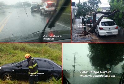 Chuva forte provoca vários acidentes e mobiliza Corpo de Bombeiros