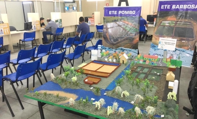 Maquete da obra do esgoto em exposição agora no Ganha Tempo