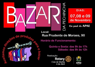 APAE e Rotary Club 4 de Abril realizam tradicional bazar da pechincha