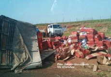 Caminhão tomba na BR-153           após ser fechado