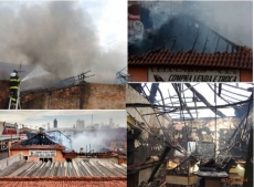 Fogo causa destruição                     : duas lojas e casa são consumidas pelas chamas 
