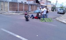 Colisão com moto no centro                  da cidade