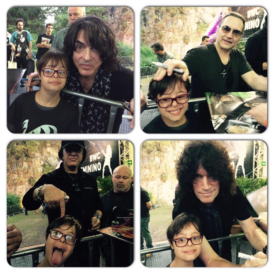 Gabriel com Paul Stanley, Eric Singer, Gene Simmons e Tommy Thayer, o KISS